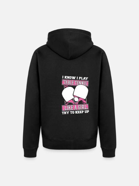 Table Tennis Ping-Pong Girl - Unisex Premium Organic Zip Hoodie - black