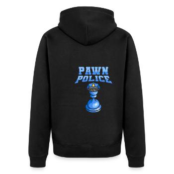 Schach Lustig - Unisex Premium Bio Zip Hoodie - Schwarz - Hinten - Nico (187cm)