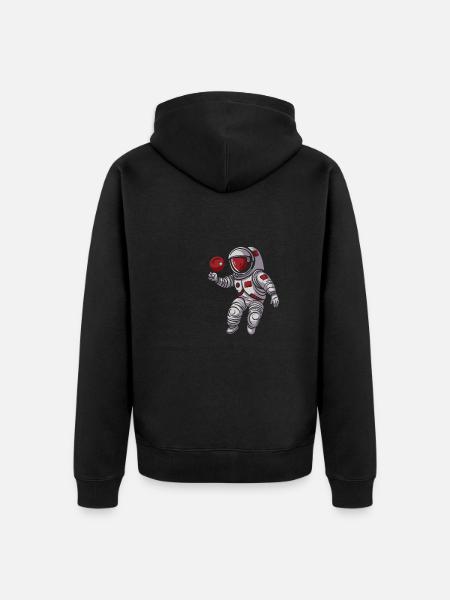 Table Tennis Ping-Pong Astronaut - Unisex Premium Organic Zip Hoodie - black