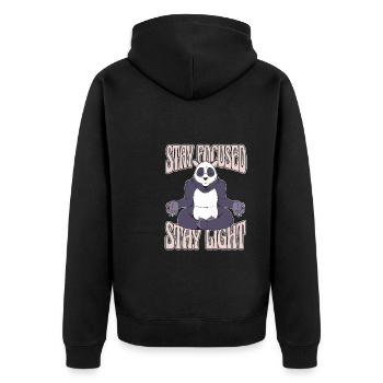 Yoga Niedlich Panda Macht Yoga - Unisex Premium Bio Zip Hoodie - Schwarz - Hinten - Nico (187cm)