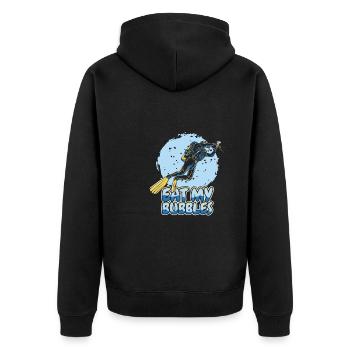 Diving Diver Funny Eat My Bubbles - Unisex Premium Organic Zip Hoodie - black - Back - Nico (187cm)