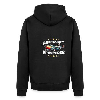Flugzeug Mechaniker Cool - Unisex Premium Bio Zip Hoodie - Schwarz - Hinten - Nico (187cm)