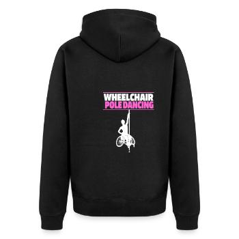 Pole Dancing Rollstuhl - Unisex Premium Bio Zip Hoodie - Schwarz - Hinten - Nico (187cm)