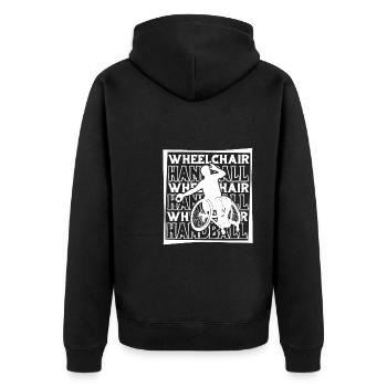 Handball Handballer Rollstuhl - Unisex Premium Bio Zip Hoodie - Schwarz - Hinten - Nico (187cm)
