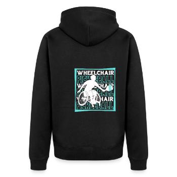 Pickleball Wheelchair - Unisex Premium Organic Zip Hoodie - black - Back - Nico (187cm)