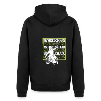 Softball Wheelchair - Unisex Premium Organic Zip Hoodie - black - Back - Nico (187cm)