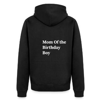 Mom Mutter Sohn Mom Of The Birthday Boy - Unisex Premium Bio Zip Hoodie - Schwarz - Hinten - Nico (187cm)