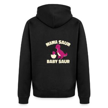 Mom Mutter Dino Mama Saur Baby Saur - Unisex Premium Bio Zip Hoodie - Schwarz - Hinten - Nico (187cm)