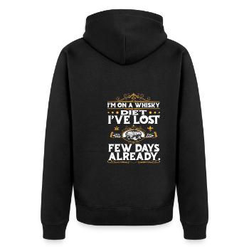 Whisky Whiskey Lustig - Unisex Premium Bio Zip Hoodie - Schwarz - Hinten - Nico (187cm)