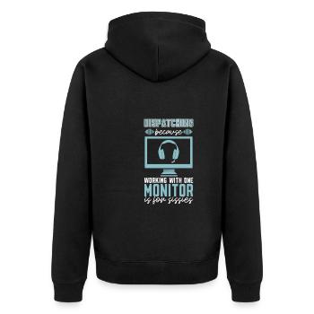 Emergency call control center operations center sarcastic - Unisex Premium Organic Zip Hoodie - black - Back - Nico (187cm)