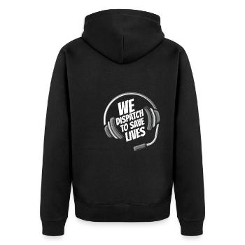 Notruf Leitstelle Einsatzzentrale Speichern - Unisex Premium Bio Zip Hoodie - Schwarz - Hinten - Nico (187cm)