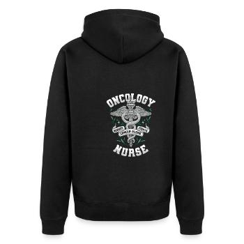 Nurse Cool - Unisex Premium Organic Zip Hoodie - black - Back - Nico (187cm)