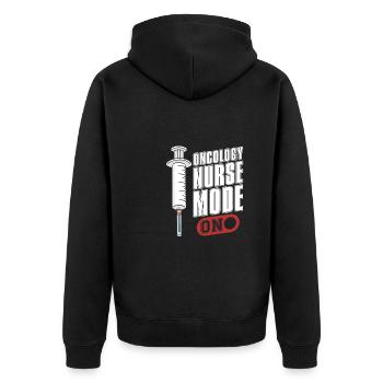 Nurse Mode On - Unisex Premium Organic Zip Hoodie - black - Back - Nico (187cm)