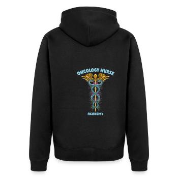 Nurse Cool - Unisex Premium Organic Zip Hoodie - black - Back - Nico (187cm)