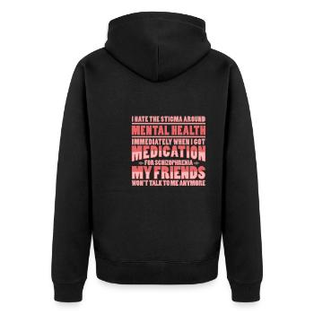 Psychologie Psychologe Medikament - Unisex Premium Bio Zip Hoodie - Schwarz - Hinten - Nico (187cm)