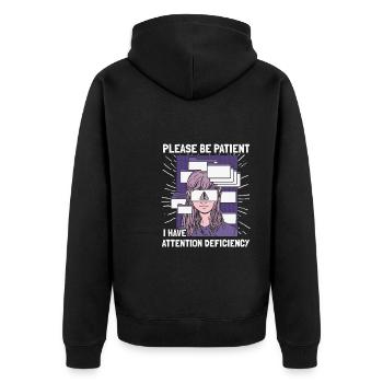 Psychologie Psychologe - Unisex Premium Bio Zip Hoodie - Schwarz - Hinten - Nico (187cm)