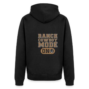 Rodeo Cowboy Humor Ranch Cowboy - Unisex Premium Bio Zip Hoodie - Schwarz - Hinten - Nico (187cm)