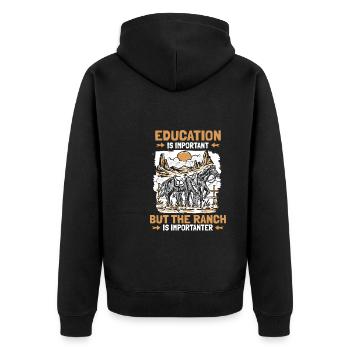 Rodeo Cowboy Lustig Ranch Cowboy - Unisex Premium Bio Zip Hoodie - Schwarz - Hinten - Nico (187cm)