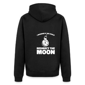 Weltraum Weltall Mond Astroid Umleitung - Unisex Premium Bio Zip Hoodie - Schwarz - Hinten - Nico (187cm)