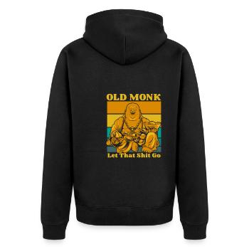 Buddha Buddhist Buddha Lass Den Scheiß Los - Unisex Premium Bio Zip Hoodie - Schwarz - Hinten - Nico (187cm)