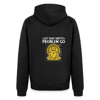 Buddha Buddhist Witzig - Unisex Premium Bio Zip Hoodie - Schwarz - Hinten - Nico (187cm)