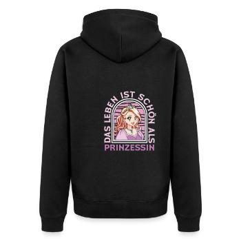 Prinzessin Fun - Unisex Premium Bio Zip Hoodie - Schwarz - Hinten - Nico (187cm)