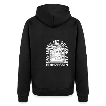 Prinzessin Schönheit - Unisex Premium Bio Zip Hoodie - Schwarz - Hinten - Nico (187cm)