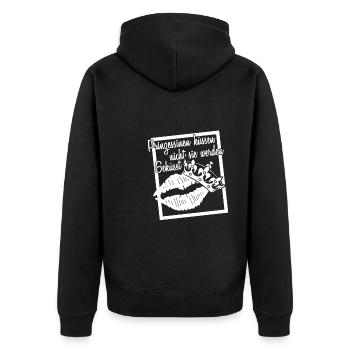 Prinzessin Krone - Unisex Premium Bio Zip Hoodie - Schwarz - Hinten - Nico (187cm)