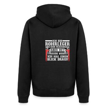 Rohrleitungsbauer Schlüssel - Unisex Premium Bio Zip Hoodie - Schwarz - Hinten - Nico (187cm)