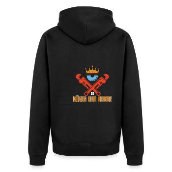Rohrleitungsbauer König - Unisex Premium Bio Zip Hoodie - Schwarz - Hinten - Nico (187cm)