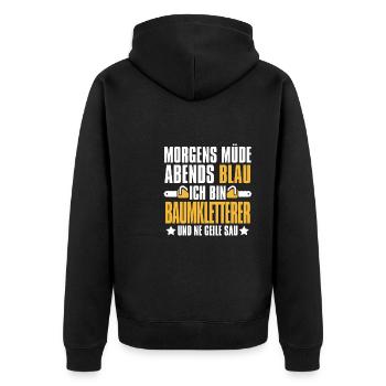 Baumpfleger Baumkletterer Arborist - Unisex Premium Bio Zip Hoodie - Schwarz - Hinten - Nico (187cm)