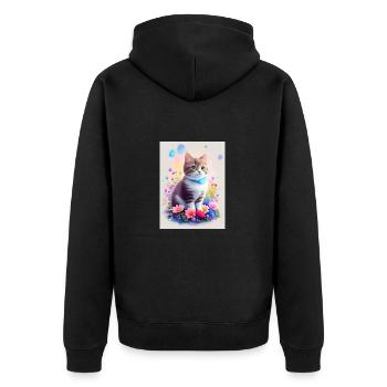 Süßes Kätzchen - Unisex Premium Bio Zip Hoodie - Schwarz - Hinten - Nico (187cm)
