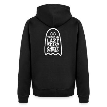 this is my lazy scary ghost costume Halloween - Unisex Premium Bio Zip Hoodie - Schwarz - Hinten - Nico (187cm)