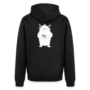Yeti - Unisex Premium Bio Zip Hoodie - Schwarz - Hinten - Nico (187cm)