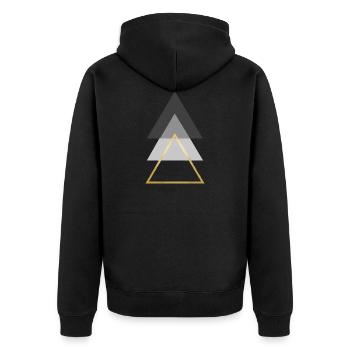 Dreiecke - Unisex Premium Bio Zip Hoodie - Schwarz - Hinten - Nico (187cm)