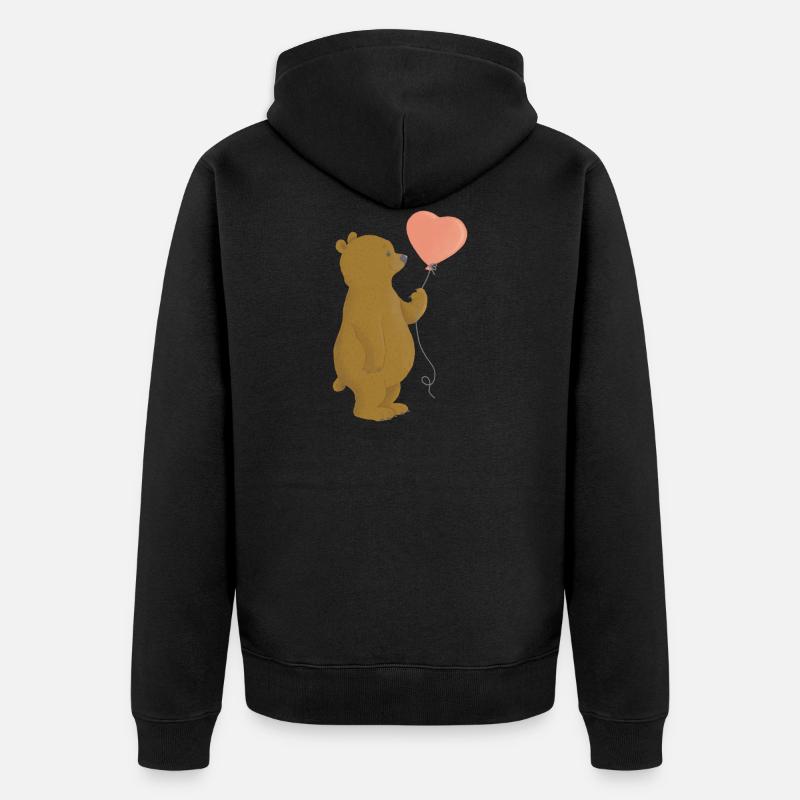 Joyeux ourson avec ballon rose - Veste à capuche bio Premium Unisexe - noir