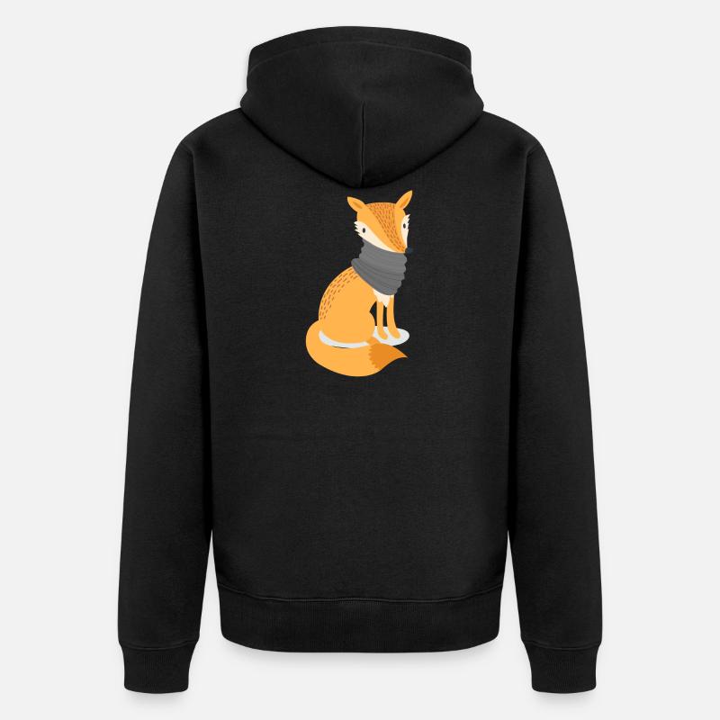 Fuchs mit Schal - Unisex Premium Bio Zip Hoodie - Schwarz