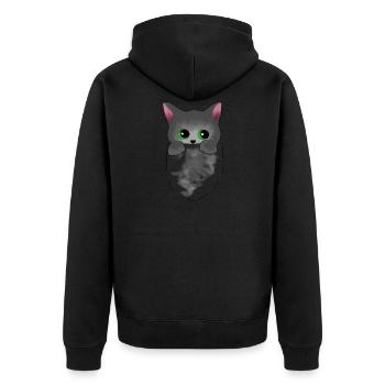 Katzenbaby Perser Birma - Unisex Premium Bio Zip Hoodie - Schwarz - Hinten - Nico (187cm)
