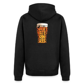 BEER - Unisex Premium Bio Zip Hoodie - Schwarz - Hinten - Nico (187cm)