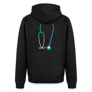 stethoscope systemically important corona hero doctor corona - Unisex Premium Organic Zip Hoodie - black - Back - Nico (187cm)
