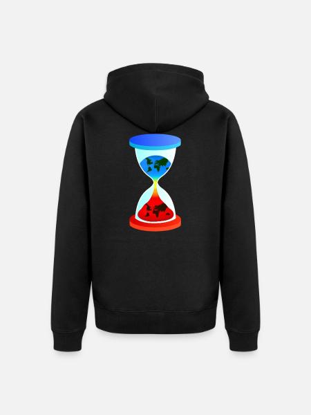 hourglass, climate change, global warming, hourglass - Unisex Premium Organic Zip Hoodie - black