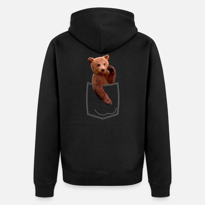 Poche poitrine ours - Veste à capuche bio Premium Unisexe - noir