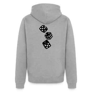 Würfel - Unisex Premium Bio Zip Hoodie - Grau meliert - Hinten - Nico (187cm)