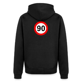 Road sign speed limit 90 - Unisex Premium Organic Zip Hoodie - black - Back - Nico (187cm)