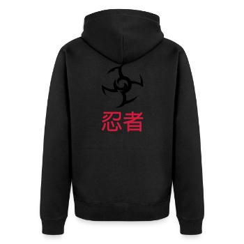 Ninja - Unisex Premium Organic Zip Hoodie - black - Back - Nico (187cm)