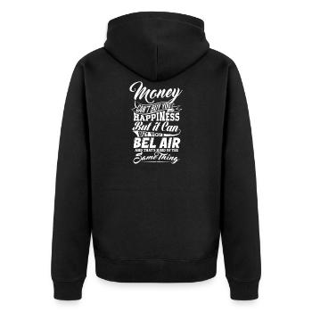 MONEY AND BEL AIR W - Unisex Premium Organic Zip Hoodie - black - Back - Nico (187cm)