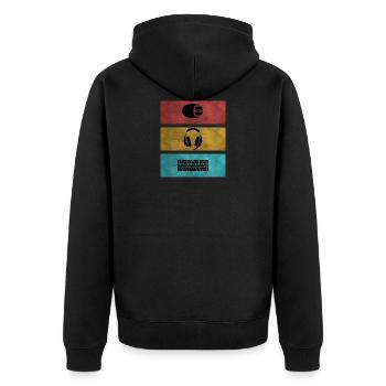Basic Gamer Setup Programer Headset Maus Tastatur - Unisex Premium Bio Zip Hoodie - Schwarz - Hinten - Nico (187cm)