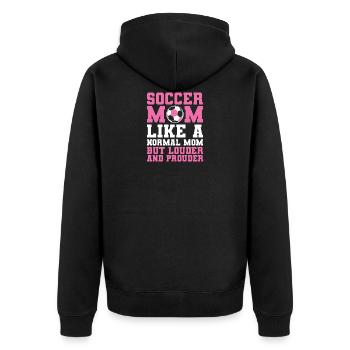 Fußballmama Fußball - Unisex Premium Bio Zip Hoodie - Schwarz - Hinten - Nico (187cm)