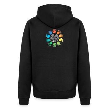 Nursery educator - Unisex Premium Organic Zip Hoodie - black - Back - Nico (187cm)