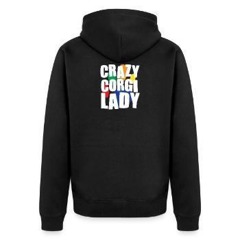Crazy Corgi Dog Corgi Owner - Unisex Premium Organic Zip Hoodie - black - Back - Nico (187cm)